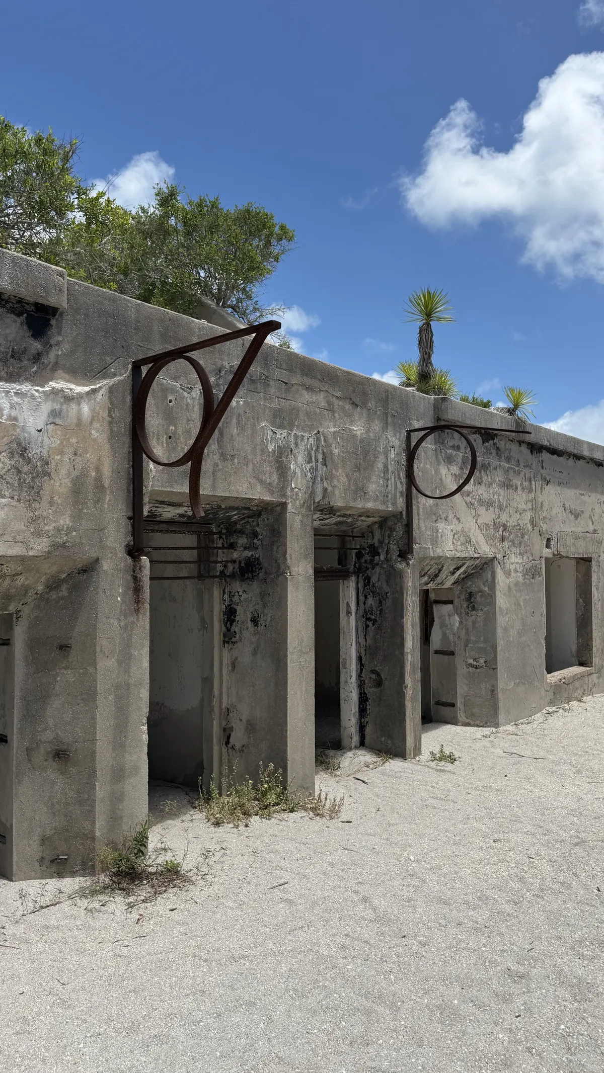 The concrete ruins of Fort Dade's gun batteries on Egmont Key, Florida