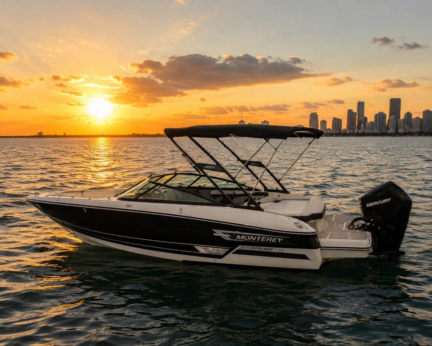 Golden hour over Tampa Bay from the water
